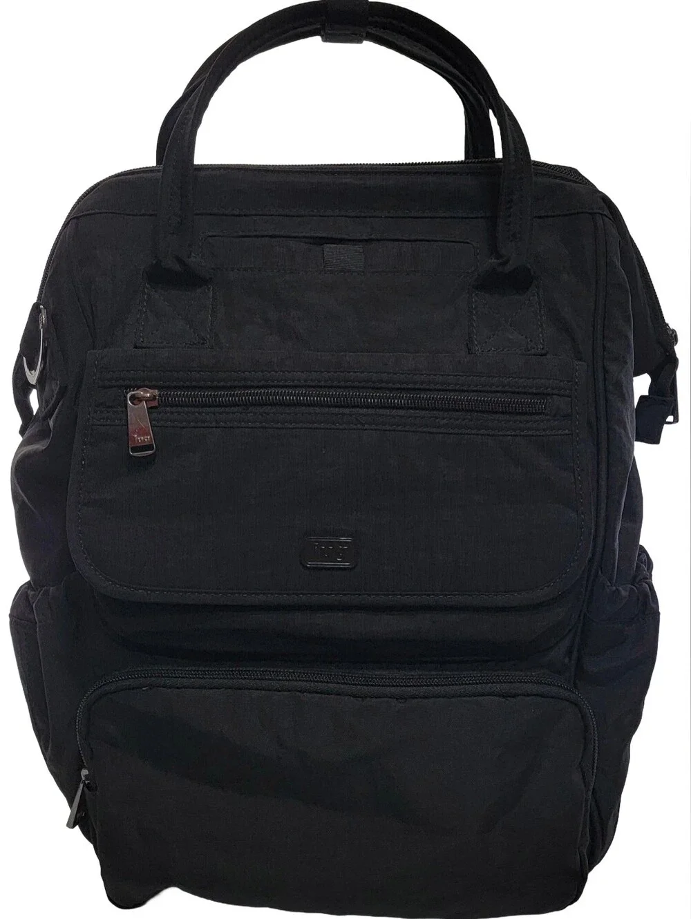 LUG VIA 3 En 1 Convertible Backpack Travel Tote Nylon Black .